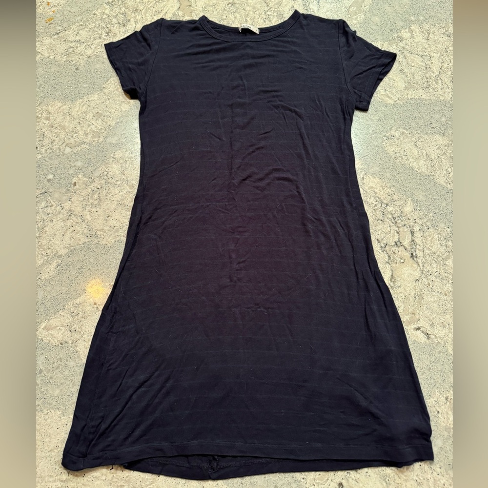 medium Blue and Green Stripe Tee Shirt Dress